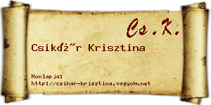 Csikár Krisztina névjegykártya